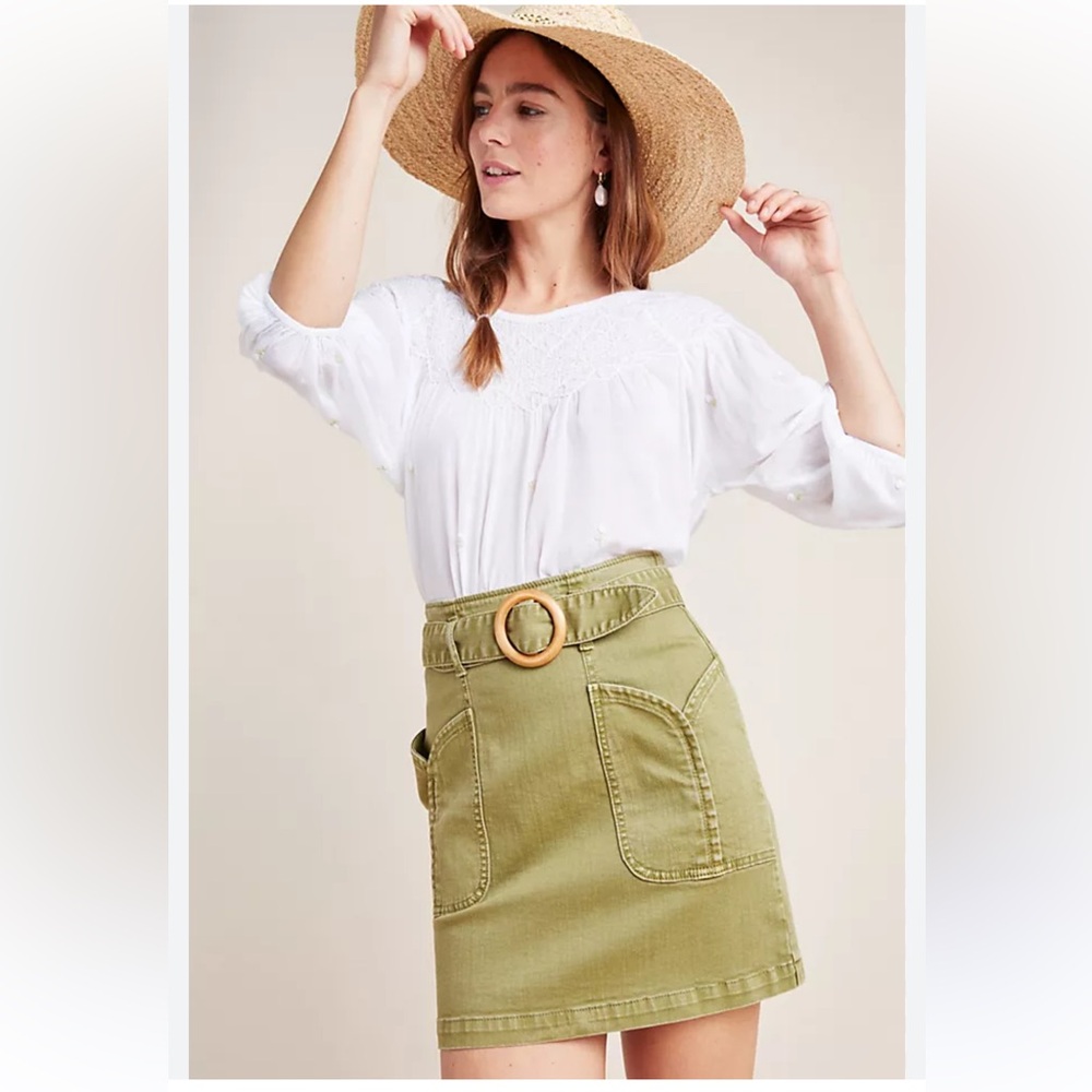 Anthropologie Pilcro & the Letterpress Green Denim Skirt, US size 2